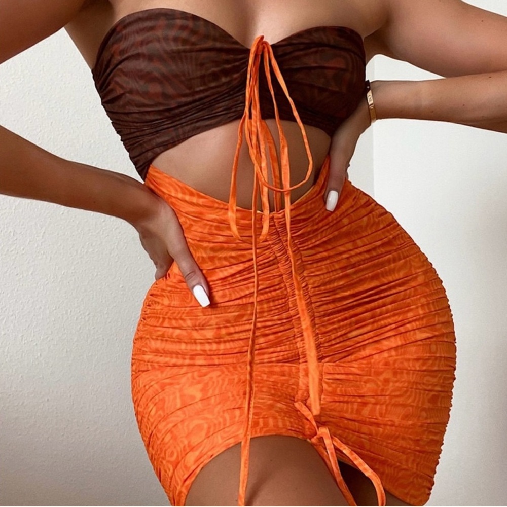Mistress Rocks by House of CB let me go cutout dress, orange & brown